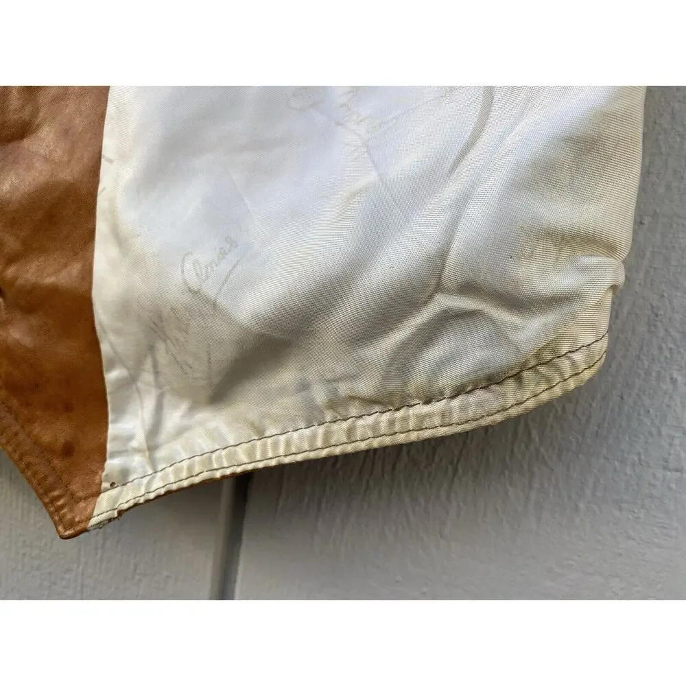 Genuine Leather Men's Vintage Button Vest Made in‎ Mexico Size 44 Tan/Brown